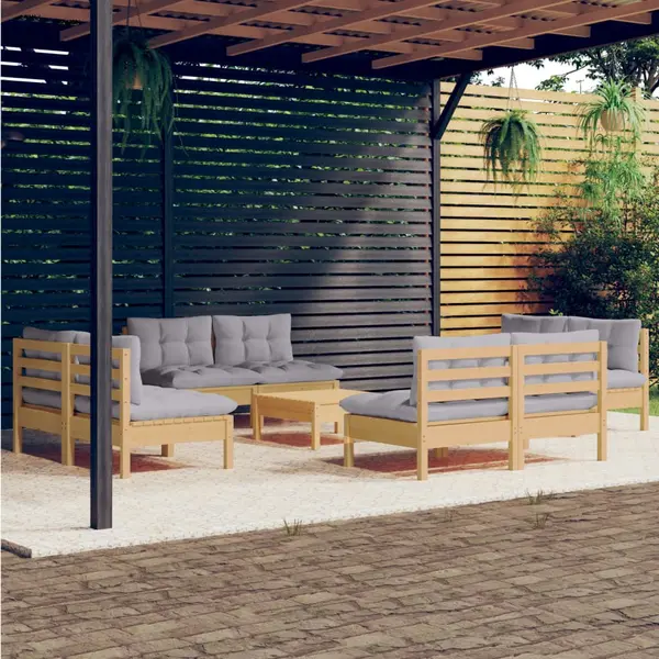 Gossi set mobilier gradina cu perne, 5 piese, antracit, lemn de pin