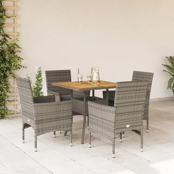 Gossi set mobilier gradina cu perne 5 piese gri poliratan/lemn acacia