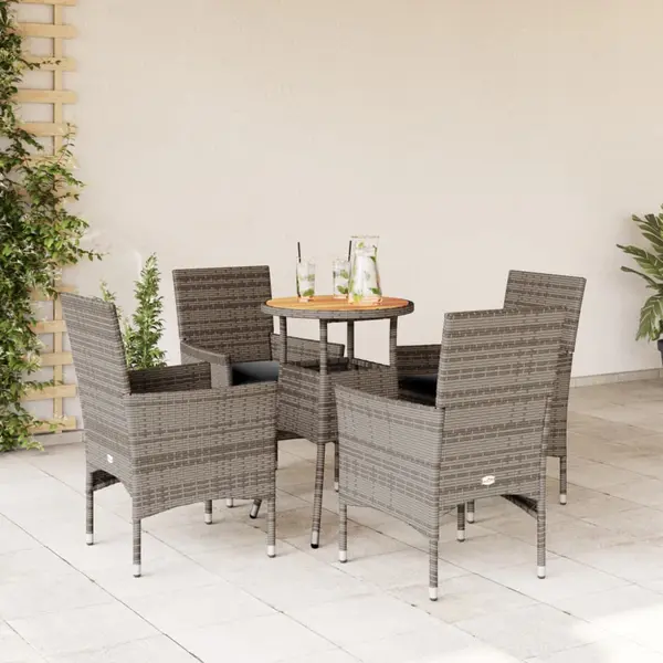 Gossi set mobilier gradina cu perne 5 piese gri poliratan/lemn acacia