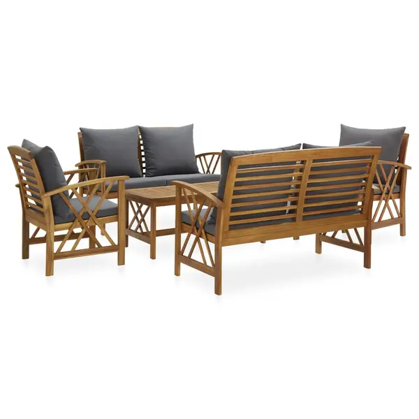 Gossi set mobilier gradina cu perne, 5 piese, lemn masiv de acacia