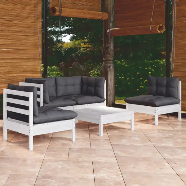 Gossi set mobilier gradina cu perne, 5 piese, lemn masiv de pin