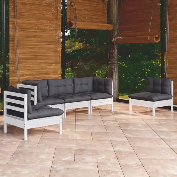 Gossi set mobilier gradina cu perne, 5 piese, lemn masiv de pin