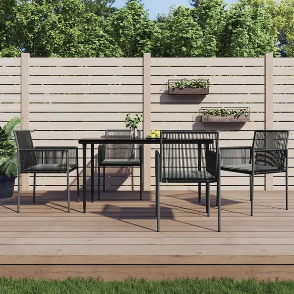Gossi set mobilier gradina cu perne, 5 piese, negru, poliratan & otel