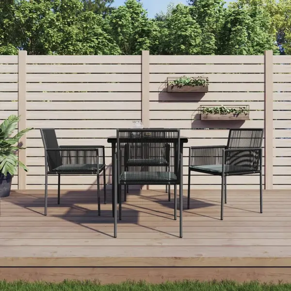 Gossi set mobilier gradina cu perne, 5 piese, negru, poliratan & otel