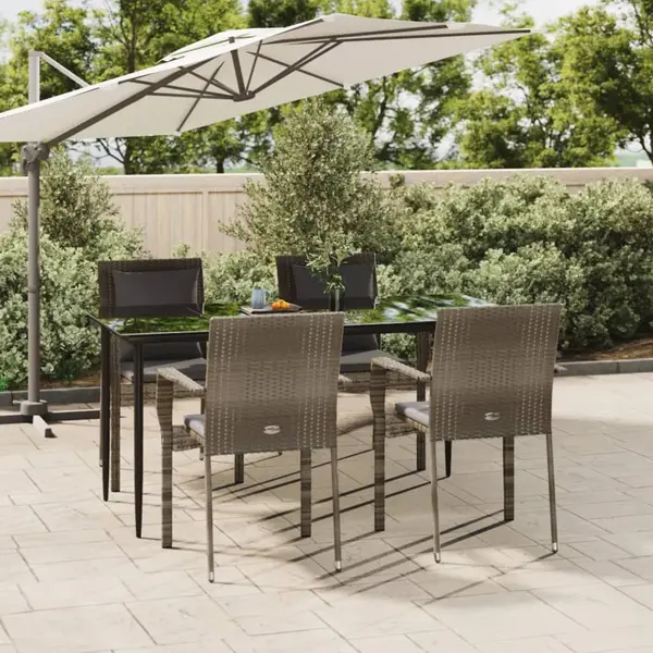 Gossi set mobilier gradina cu perne, 5 piese, negru si gri, poliratan