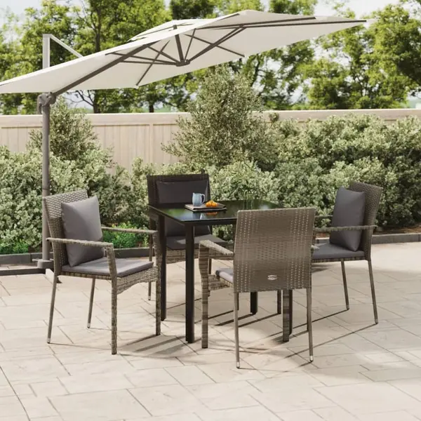 Gossi set mobilier gradina cu perne, 5 piese, negru si gri, poliratan
