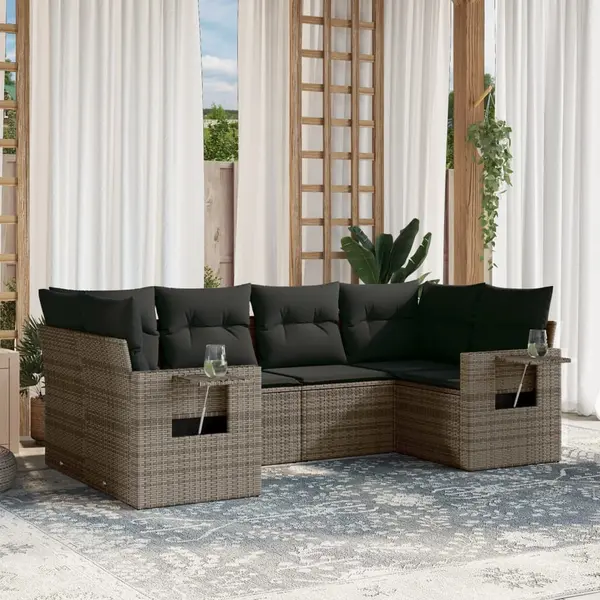 Gossi set mobilier gradina cu perne, 6 piese, gri, poliratan