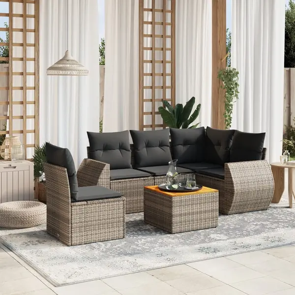 Gossi set mobilier gradina cu perne, 6 piese, gri, poliratan