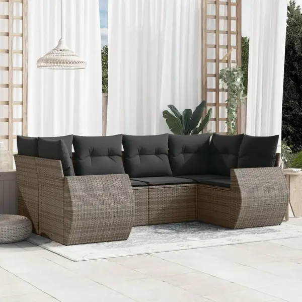 Gossi set mobilier gradina cu perne, 6 piese, gri, poliratan