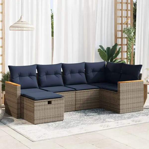 Gossi set mobilier gradina cu perne, 6 piese, gri, poliratan