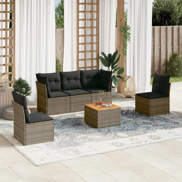 Gossi set mobilier gradina cu perne, 6 piese, gri, poliratan