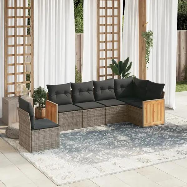 Gossi set mobilier gradina cu perne, 6 piese, gri, poliratan