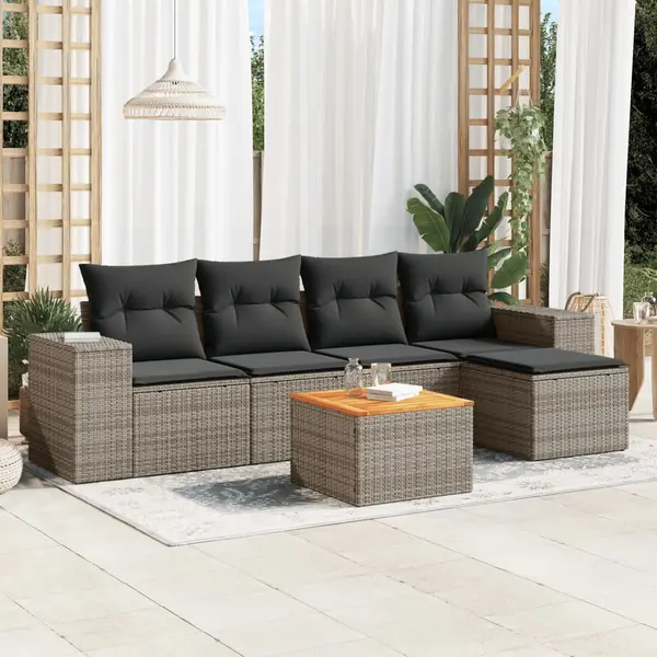Gossi set mobilier gradina cu perne, 6 piese, gri, poliratan