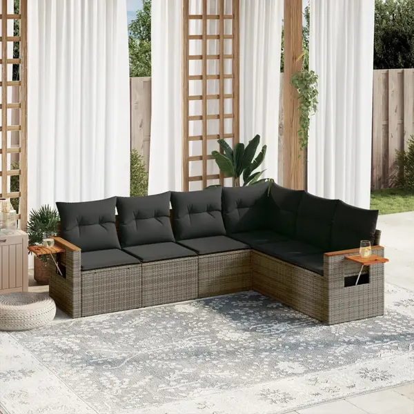 Gossi set mobilier gradina cu perne, 6 piese, gri, poliratan