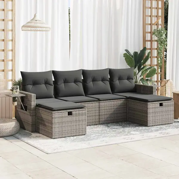Gossi set mobilier gradina cu perne, 6 piese, gri, poliratan