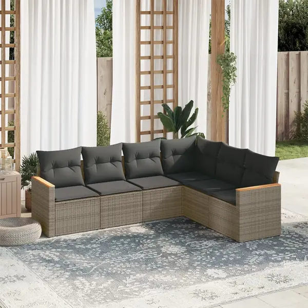 Gossi set mobilier gradina cu perne, 6 piese, gri, poliratan