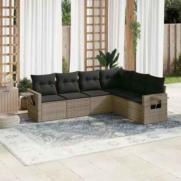 Gossi set mobilier gradina cu perne, 6 piese, gri, poliratan