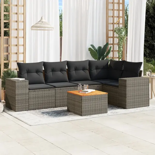 Gossi set mobilier gradina cu perne, 6 piese, gri, poliratan