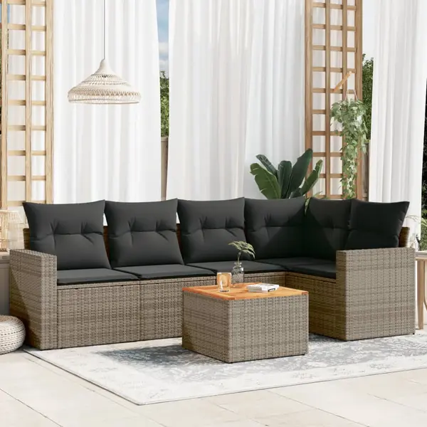 Gossi set mobilier gradina cu perne, 6 piese, gri, poliratan