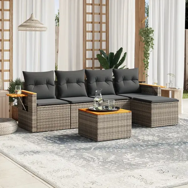 Gossi set mobilier gradina cu perne, 6 piese, gri, poliratan