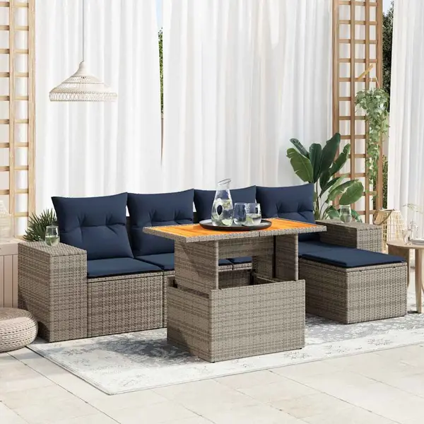 Gossi set mobilier gradina cu perne, 6 piese, gri, poliratan