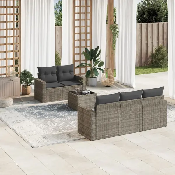 Gossi set mobilier gradina cu perne, 6 piese, gri, poliratan