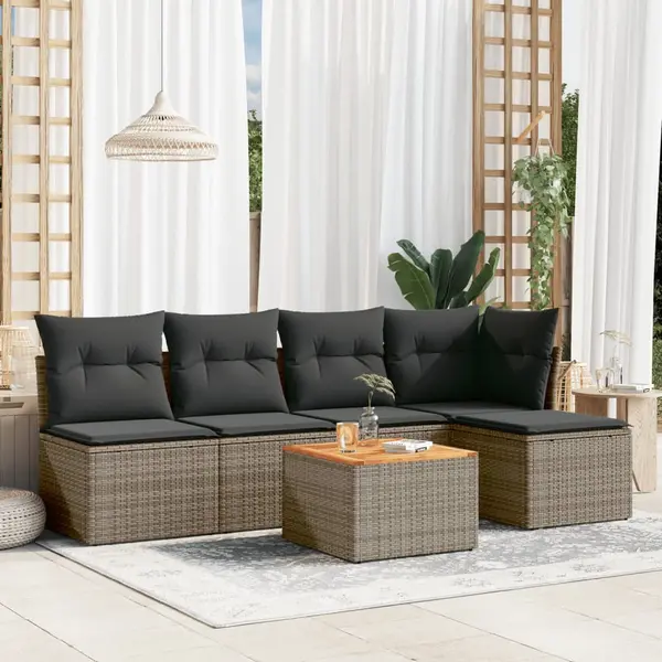 Gossi set mobilier gradina cu perne, 6 piese, gri, poliratan
