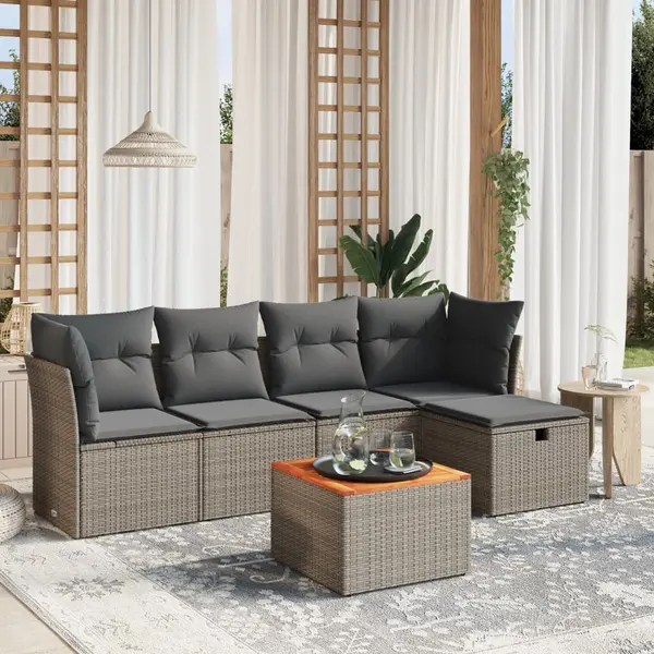 Gossi set mobilier gradina cu perne, 6 piese, gri, poliratan
