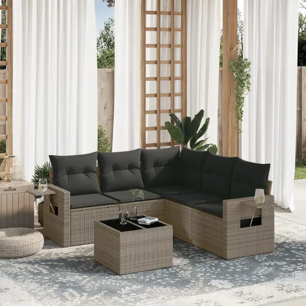 Gossi set mobilier gradina cu perne, 6 piese, gri, poliratan