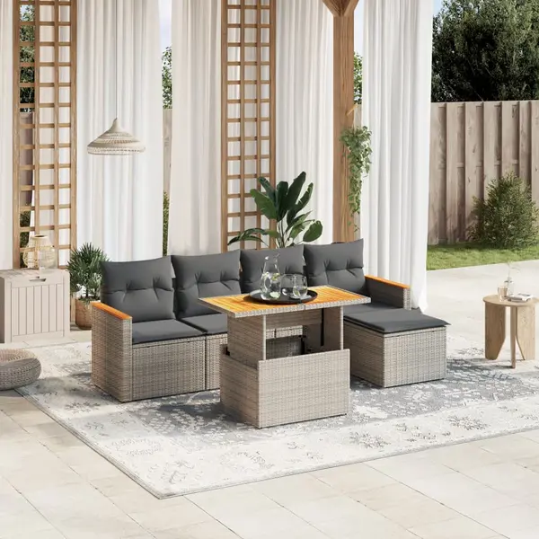 Gossi set mobilier gradina cu perne, 6 piese, gri, poliratan