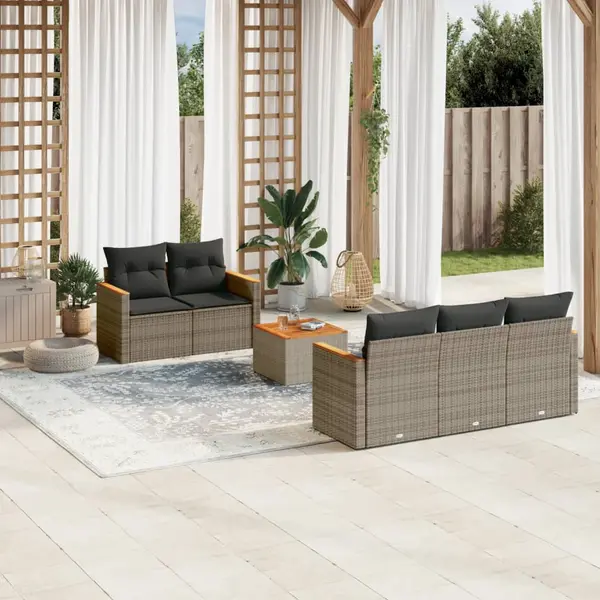 Gossi set mobilier gradina cu perne, 6 piese, gri, poliratan