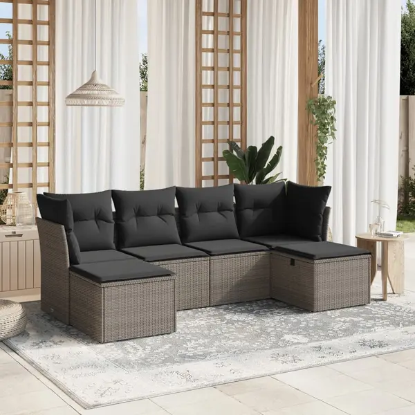 Gossi set mobilier gradina cu perne, 6 piese, gri, poliratan