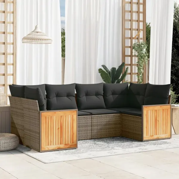 Gossi set mobilier gradina cu perne, 6 piese, gri, poliratan