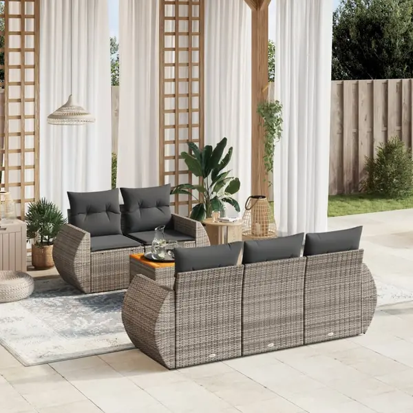 Gossi set mobilier gradina cu perne, 6 piese, gri, poliratan