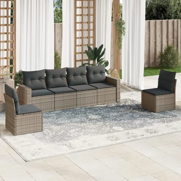 Gossi set mobilier gradina cu perne, 6 piese, gri, poliratan