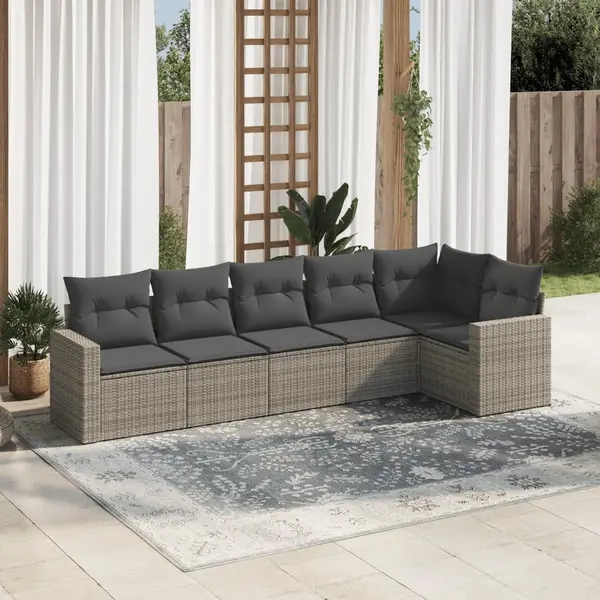 Gossi set mobilier gradina cu perne, 6 piese, gri, poliratan