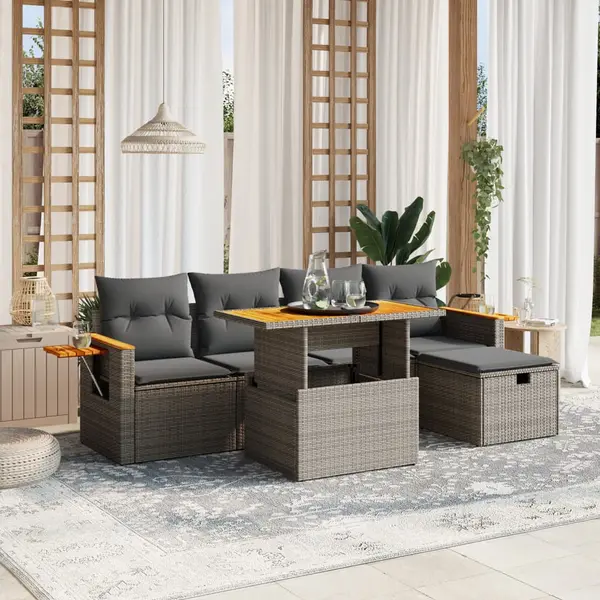 Gossi set mobilier gradina cu perne, 6 piese, gri, poliratan