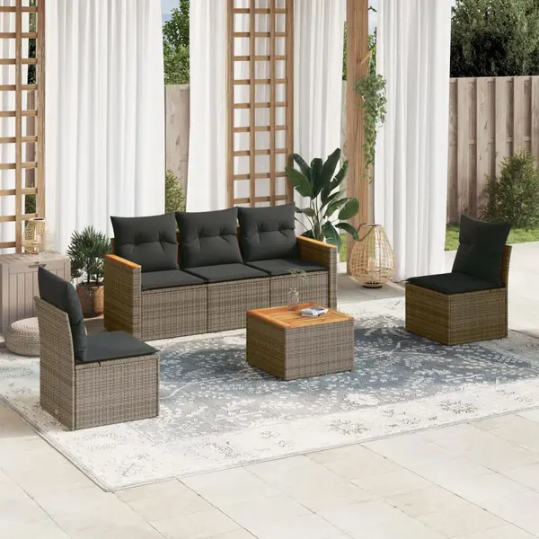 Gossi set mobilier gradina cu perne, 6 piese, gri, poliratan