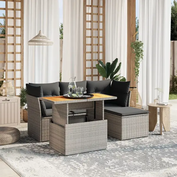 Gossi set mobilier gradina cu perne, 6 piese, gri, poliratan