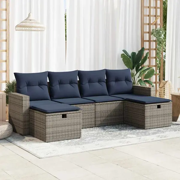 Gossi set mobilier gradina cu perne, 6 piese, gri, poliratan