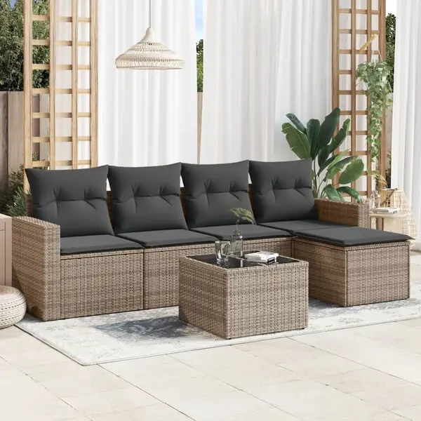 Gossi set mobilier gradina cu perne, 6 piese, gri, poliratan