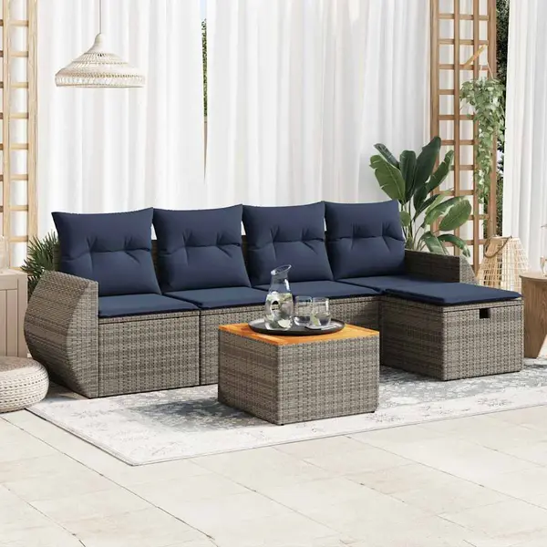 Gossi set mobilier gradina cu perne, 6 piese, gri, poliratan