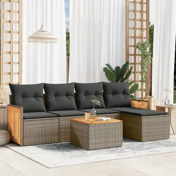 Gossi set mobilier gradina cu perne, 6 piese, gri, poliratan