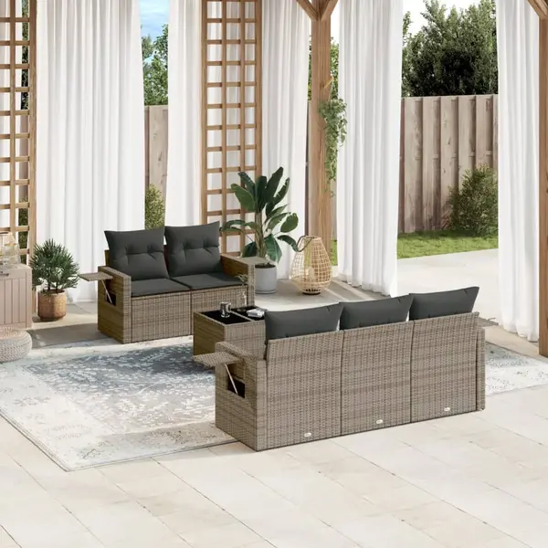 Gossi set mobilier gradina cu perne, 6 piese, gri, poliratan