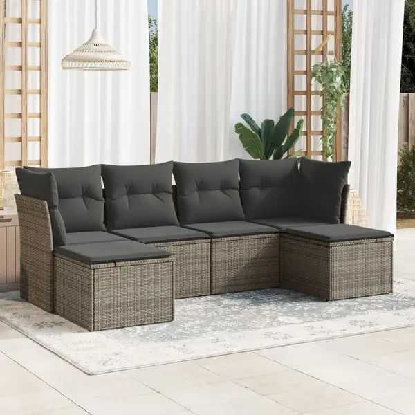 Gossi set mobilier gradina cu perne, 6 piese, gri, poliratan