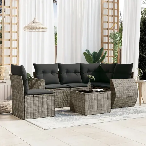 Gossi set mobilier gradina cu perne, 6 piese, gri, poliratan
