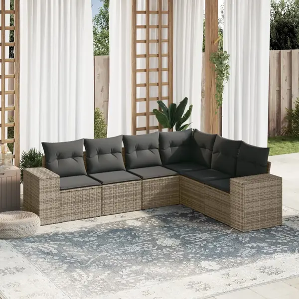 Gossi set mobilier gradina cu perne, 6 piese, gri, poliratan