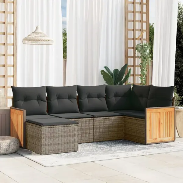 Gossi set mobilier gradina cu perne, 6 piese, gri, poliratan