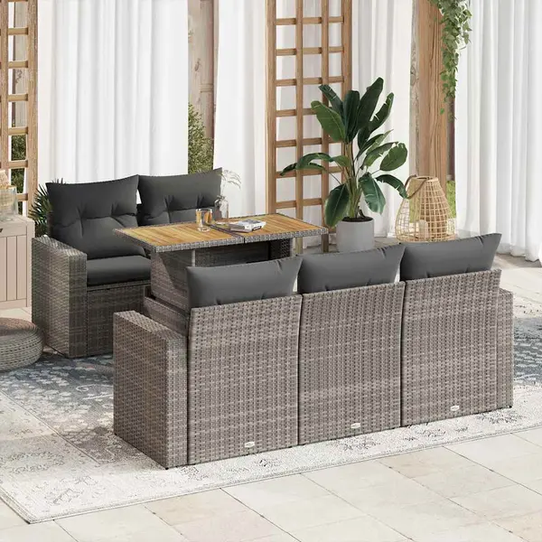 Gossi set mobilier gradina cu perne, 6 piese, gri, poliratan