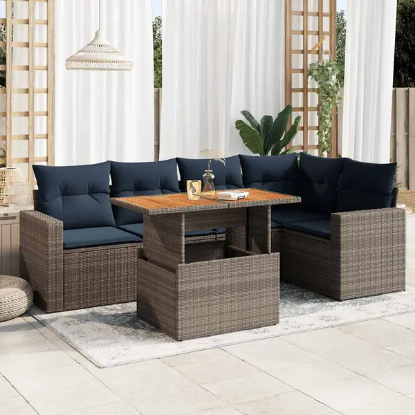 Gossi set mobilier gradina cu perne, 6 piese, gri, poliratan